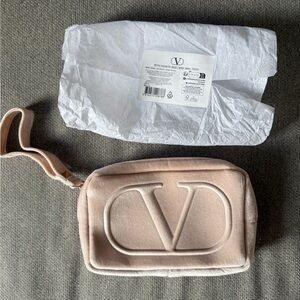 Valentino Light Pink Velvet Wristlet